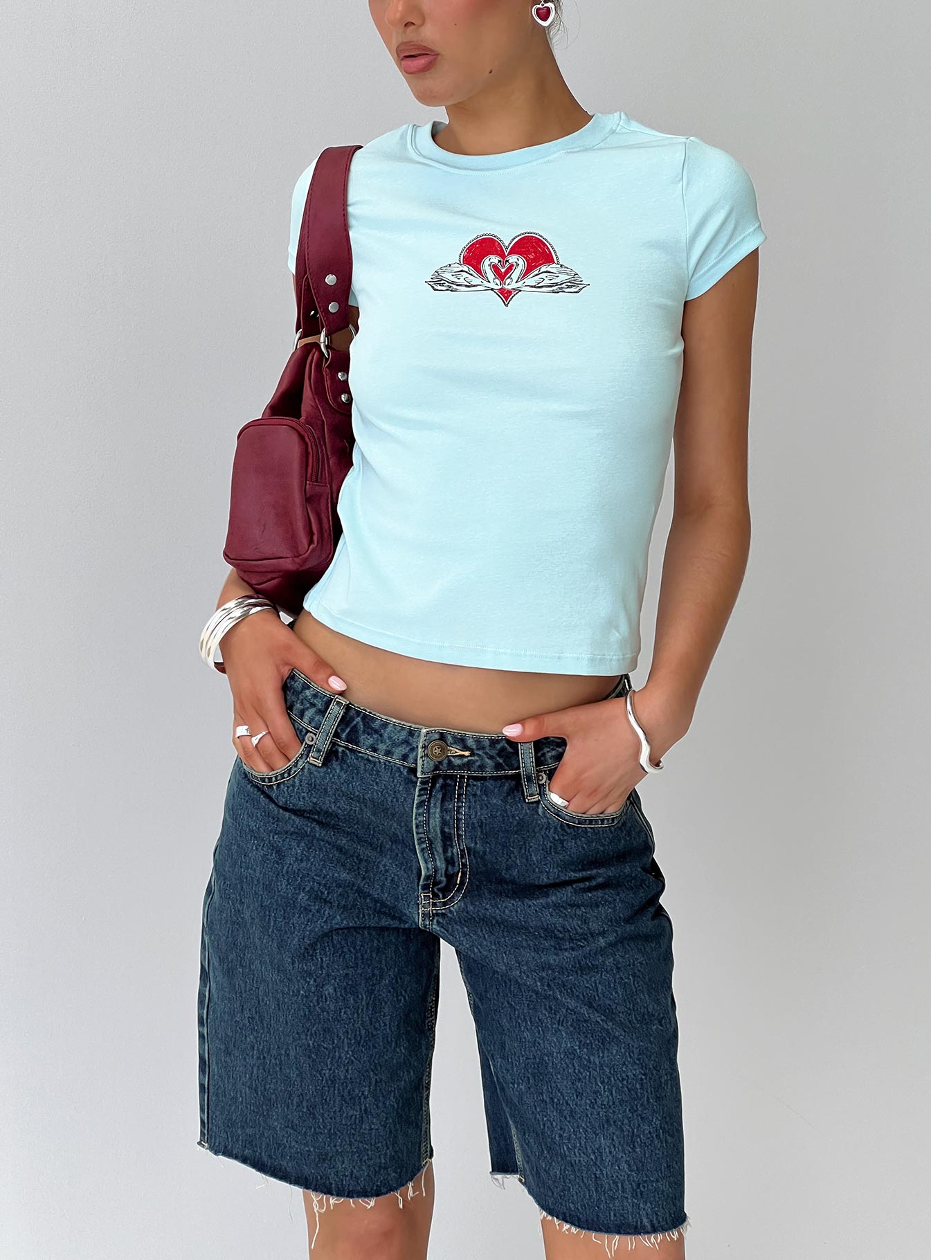 Sweet Swans Baby Tee Blue
