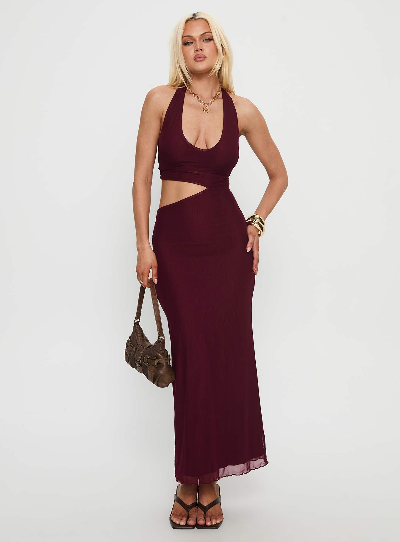 Novalee Keyhole Maxi Dress Burgundy