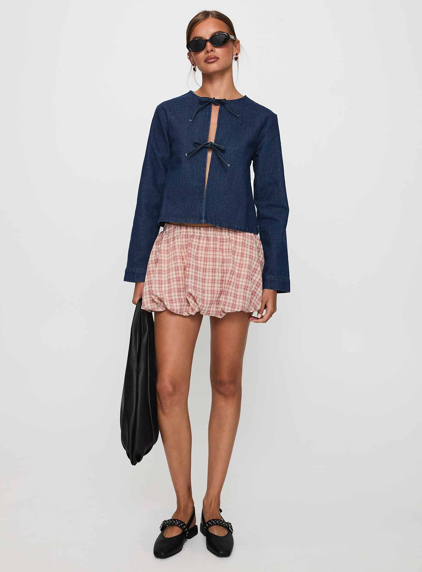 Never Alone Tie Detail Jacket Denim
