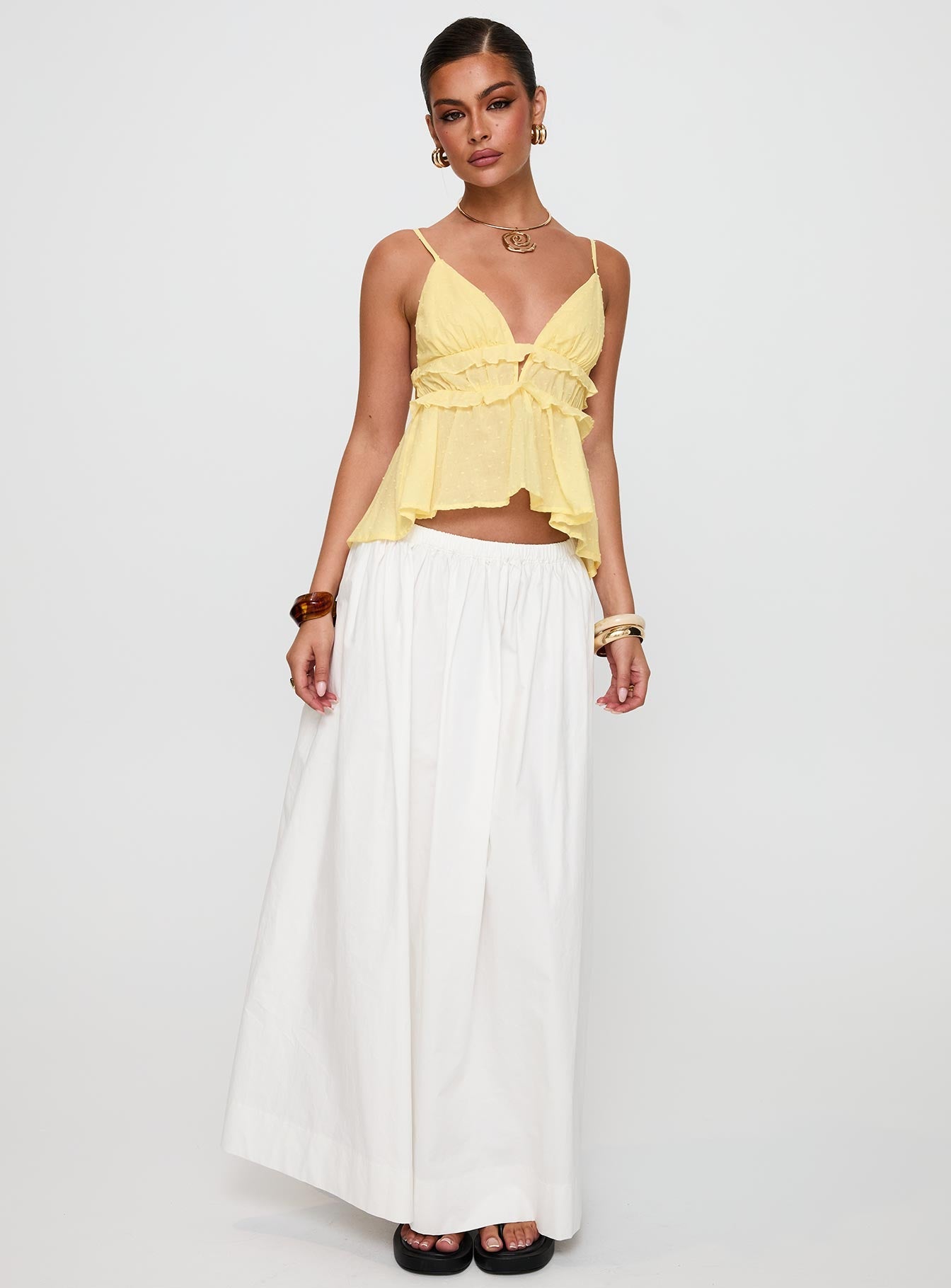 Blondelle Frill Detail Top Yellow