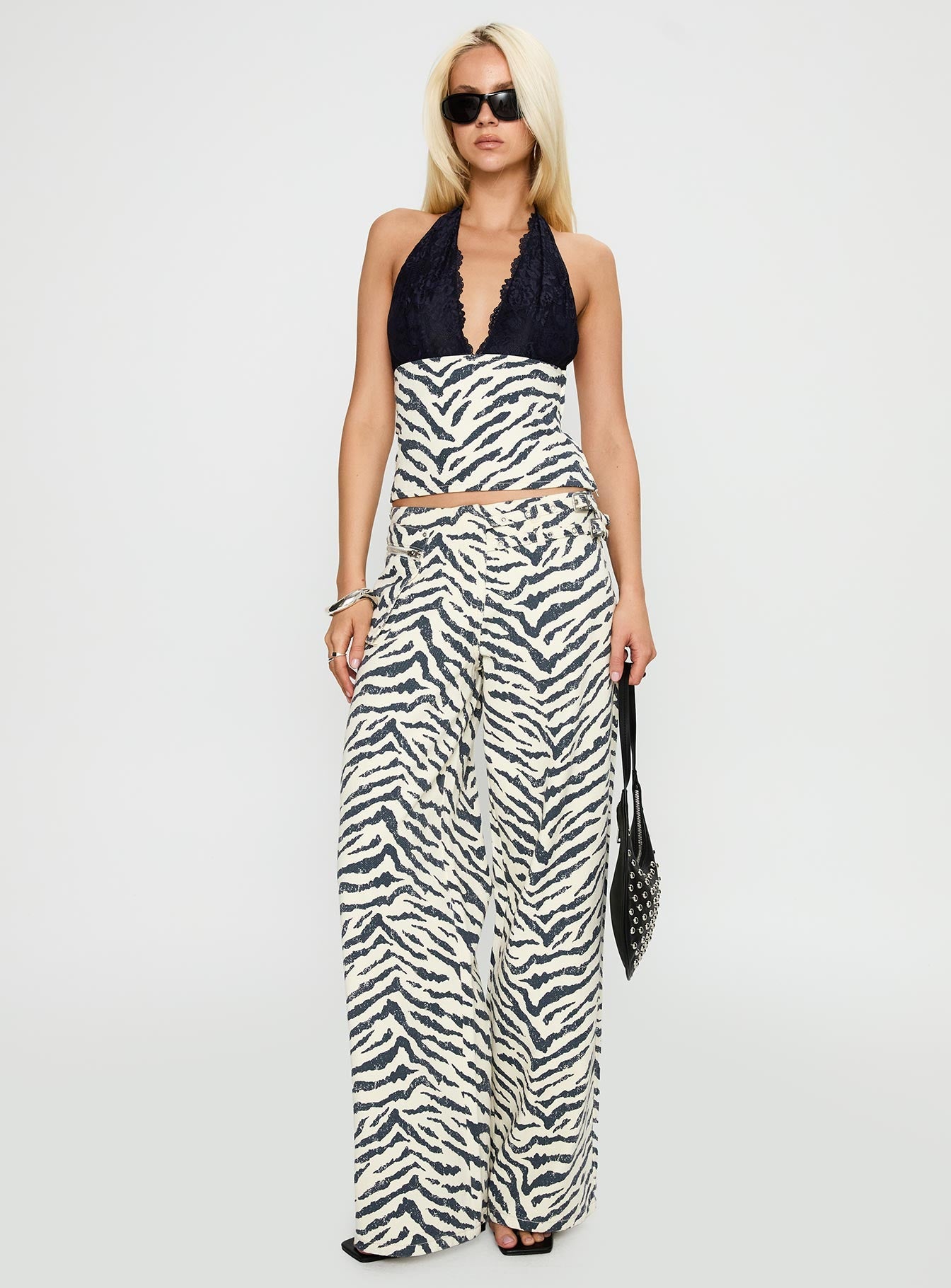 Paltrow Mid Rise Wide Leg Cargo Jeans Zebra