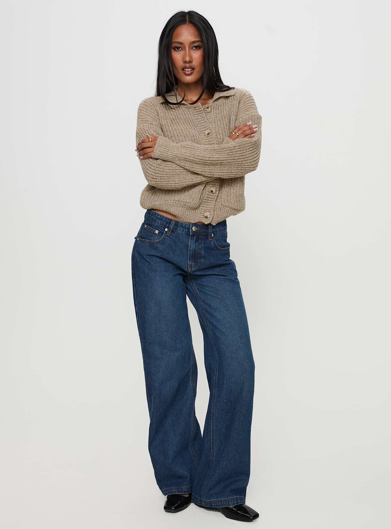Darcel Button Up Knit Cardigan Mocha