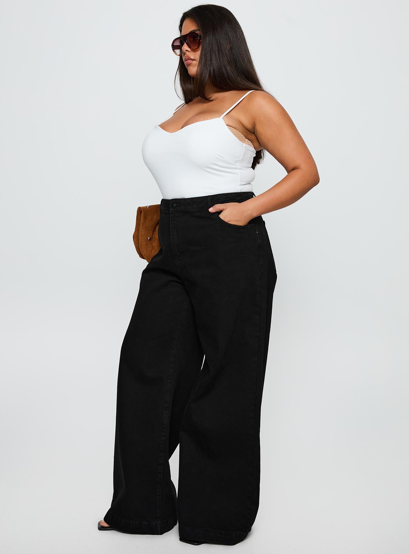Goldie High Wide Jean True Black Curve