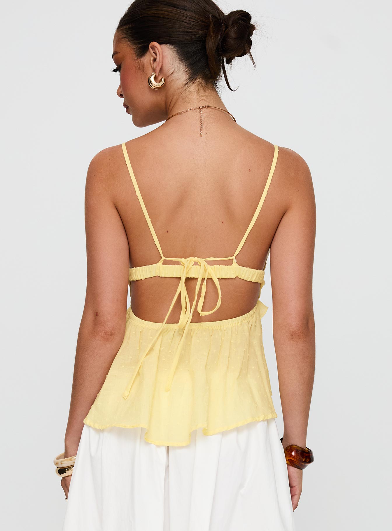 Blondelle Frill Detail Top Yellow