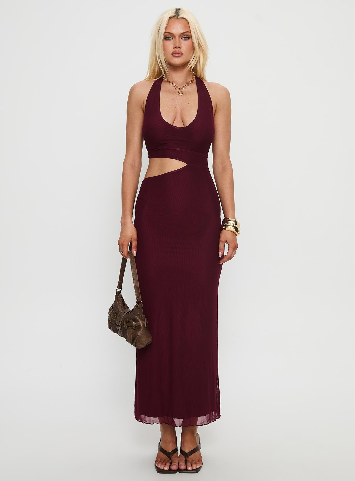 Novalee Keyhole Maxi Dress Burgundy
