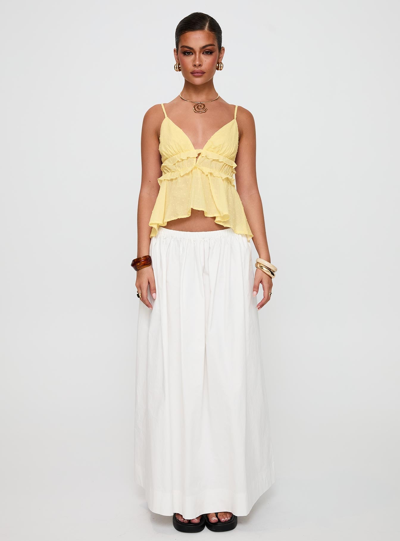Blondelle Frill Detail Top Yellow