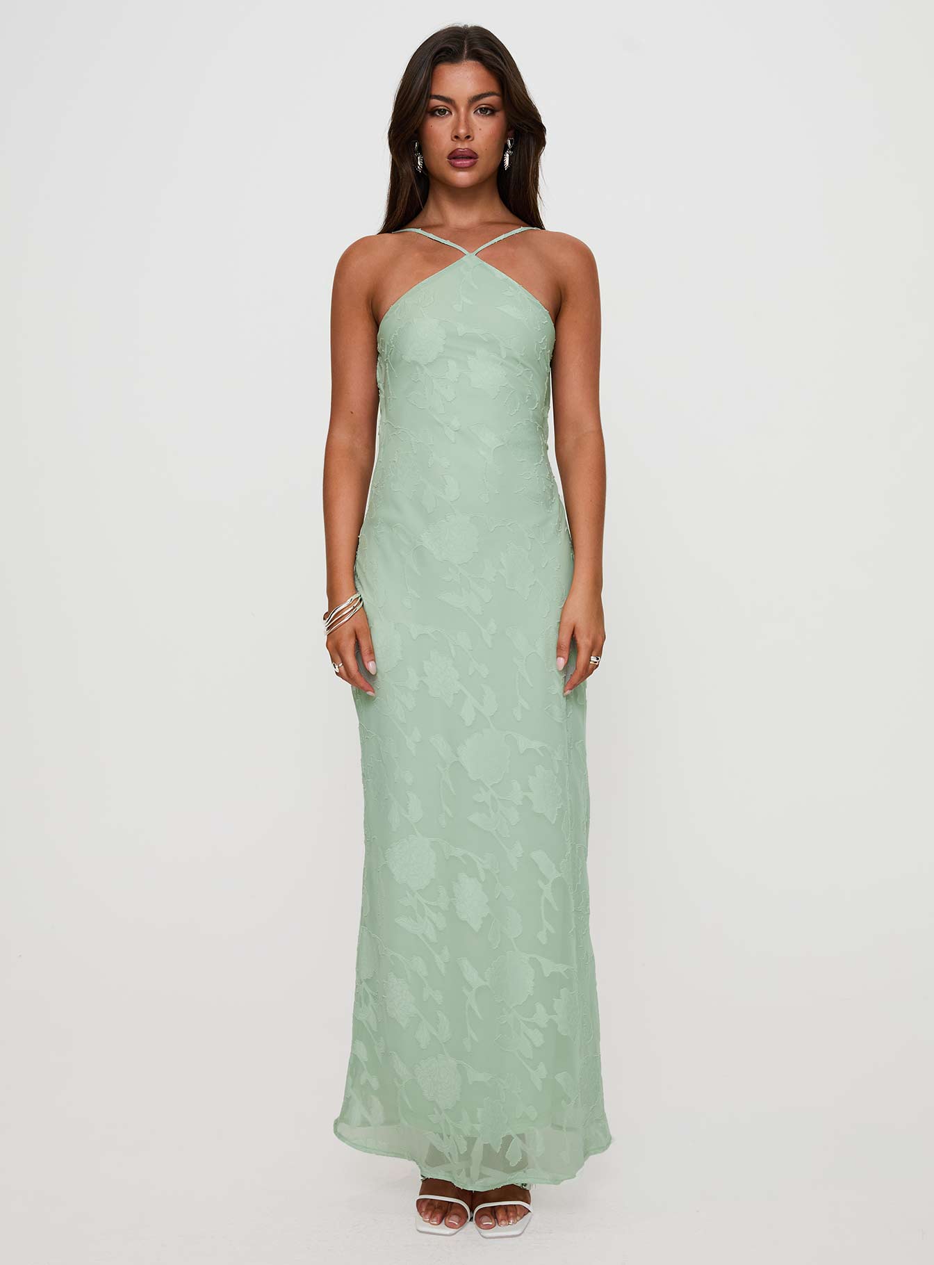 Zoelle Halter Maxi Dress Sage