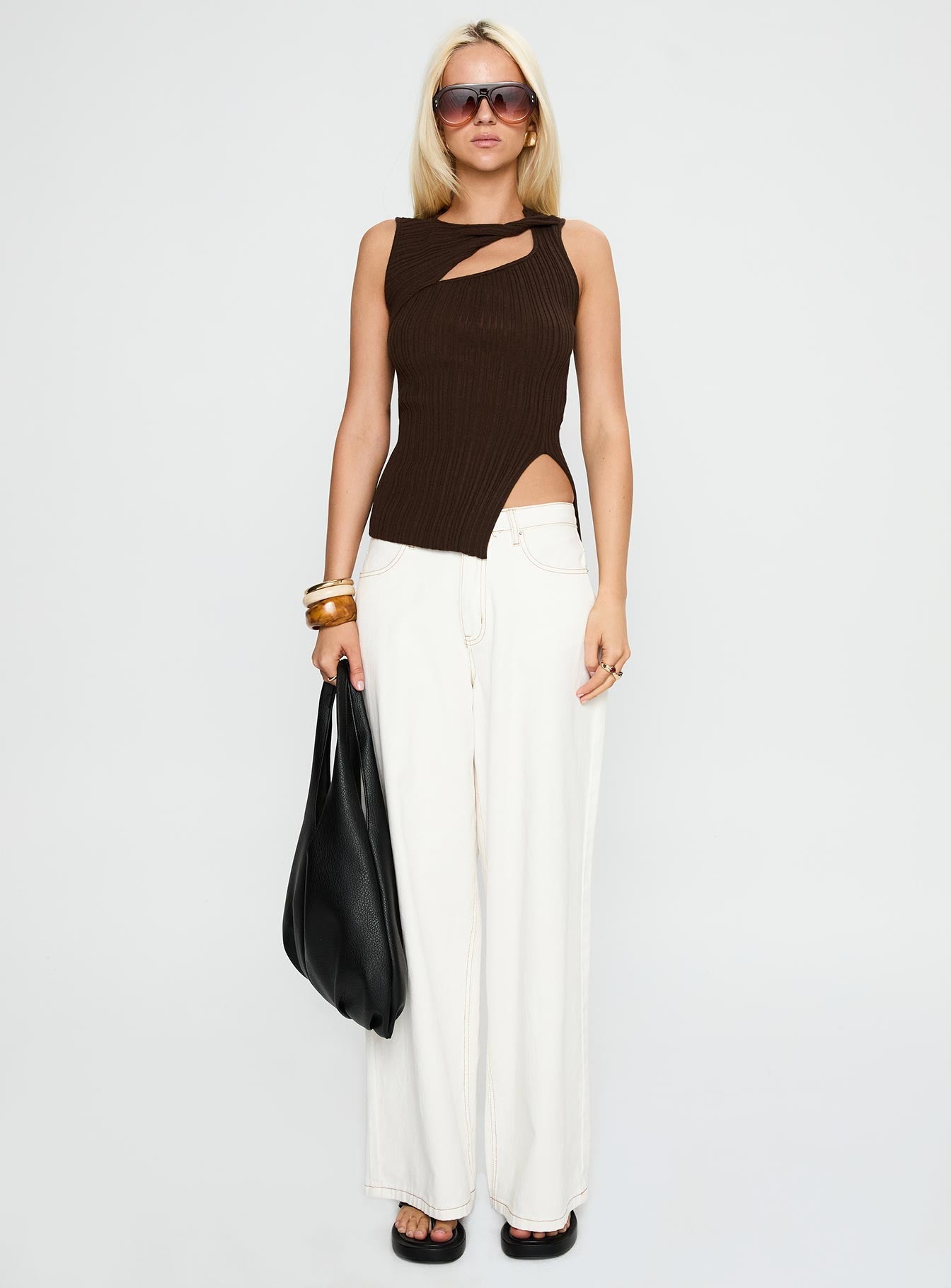 Cash Out Twist Detail Top Chocolate