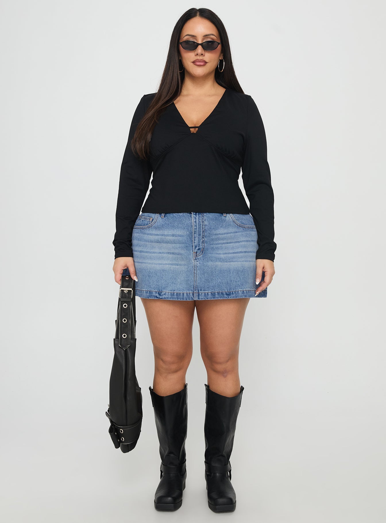 Fossils Denim Mini Skirt Blue Curve