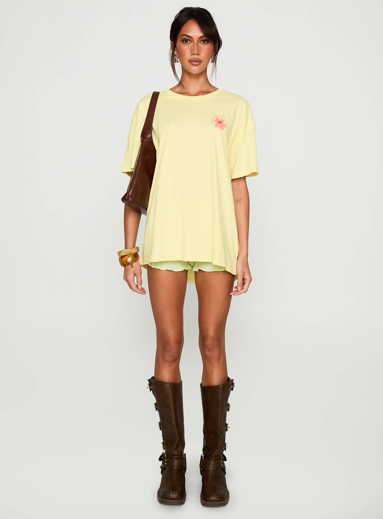 Firenze Flower Market Oversized Graphic Tee Yellow