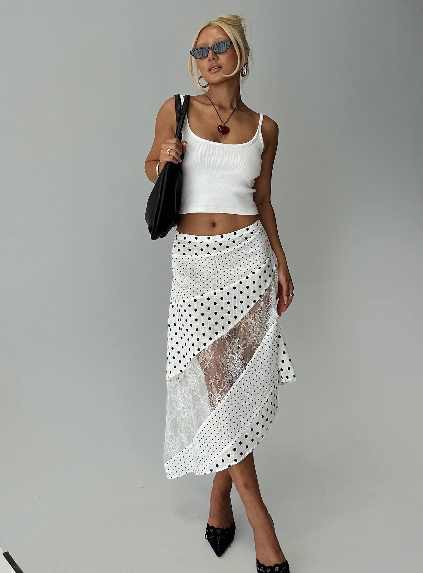 Rennar Maxi Skirt White / Polka Dot Petite