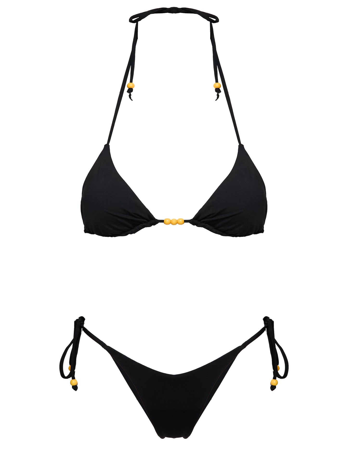 Glora Tie Side Beaded Bikini Bottom Black