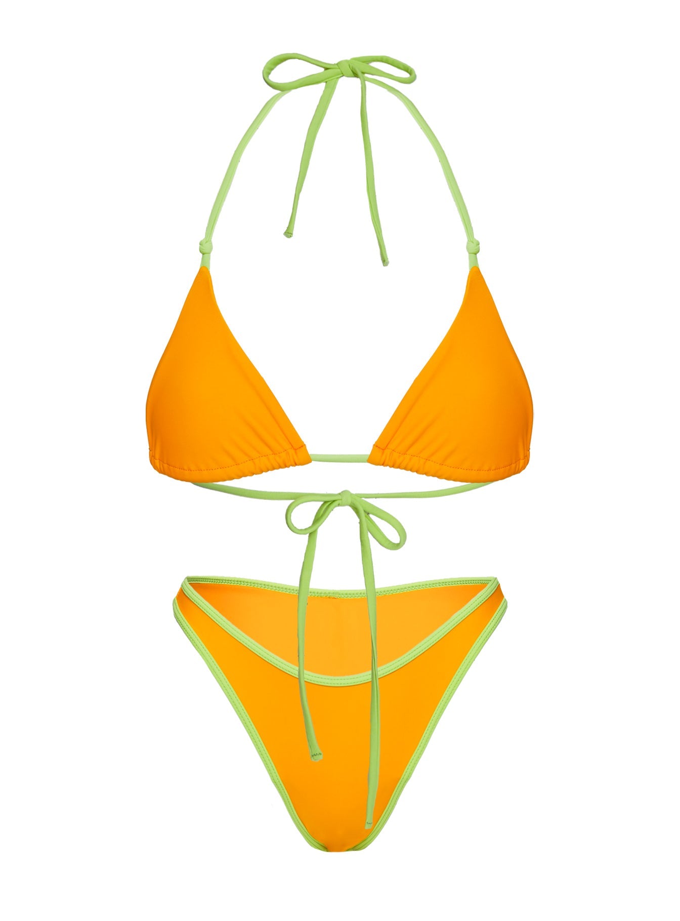 Sandbar Triangle Bikini Top Orange / Green