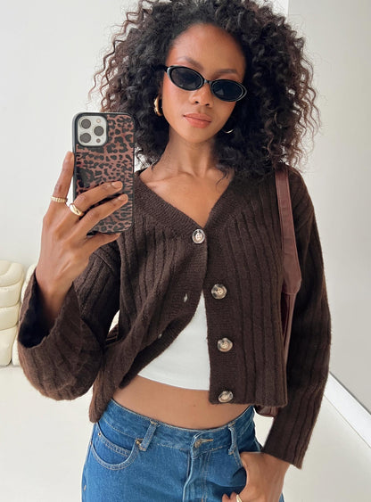 Romona Knit Cardigan Chocolate