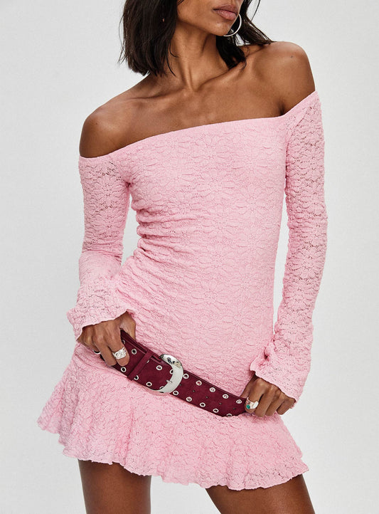 Vancesca Long Sleeve Mini Dress Pink