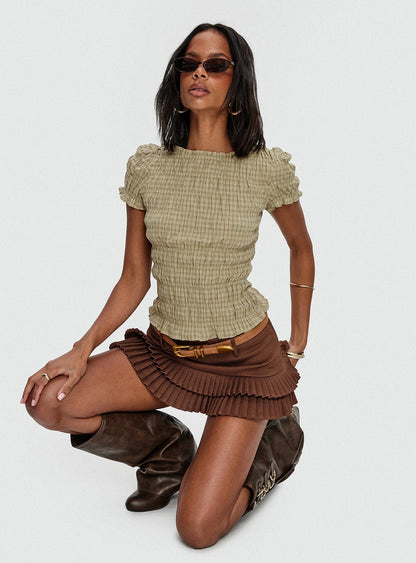 Deei Double Ruffle Mini Skort Chocolate