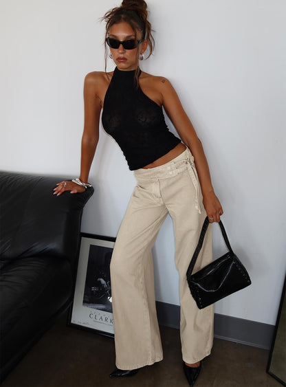 Boxie Mid Rise Wide Leg Jeans Cream