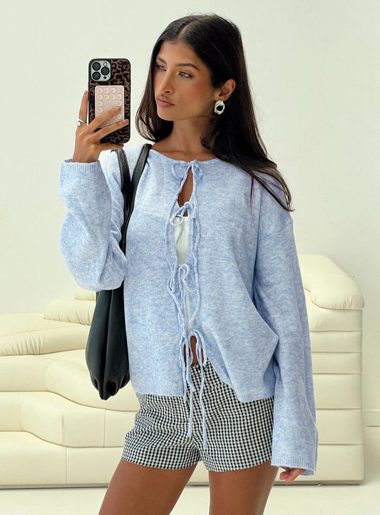 Frosty Knit Cardigan Blue