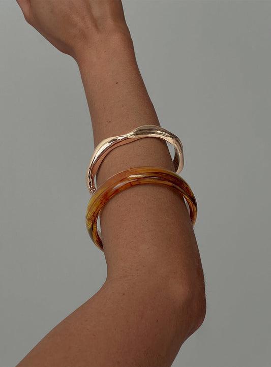 Want Your Love Cuff Set Gold / Brown