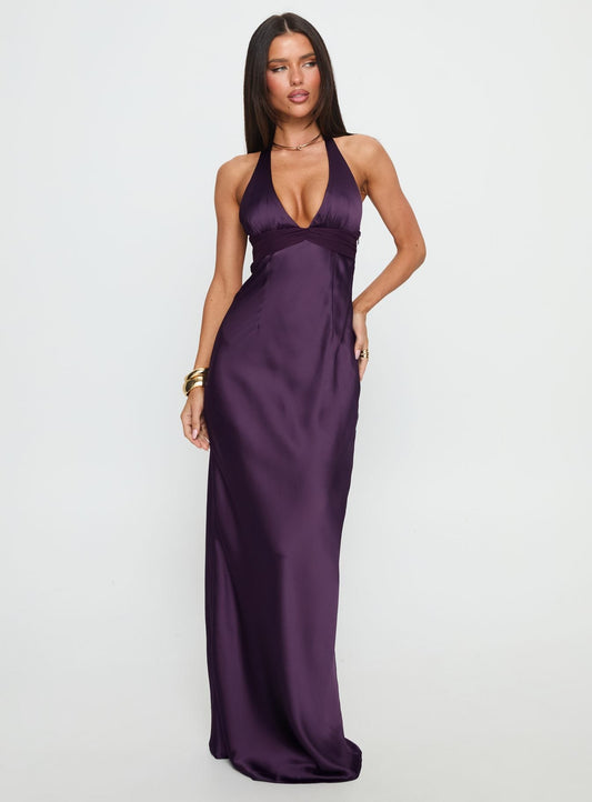Odyssa Halter Maxi Dress Purple