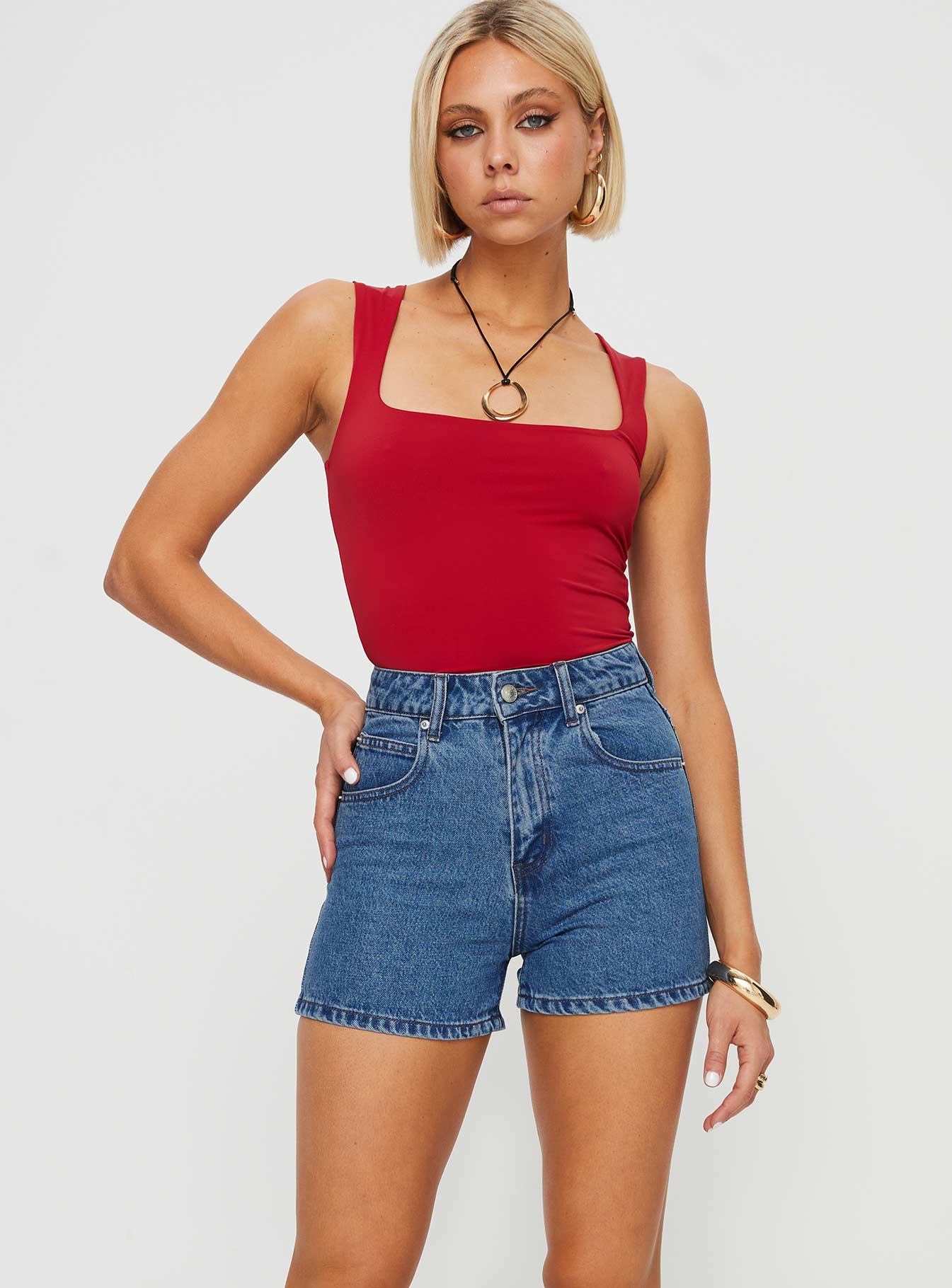 Tropicana Denim Shorts Mid Wash Petite
