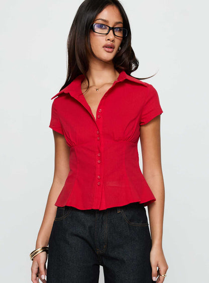Cottesloe Blouse Top Red