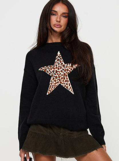 Run The Party Knit Sweater Black