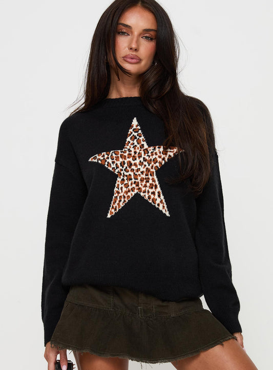 Run The Party Knit Sweater Black