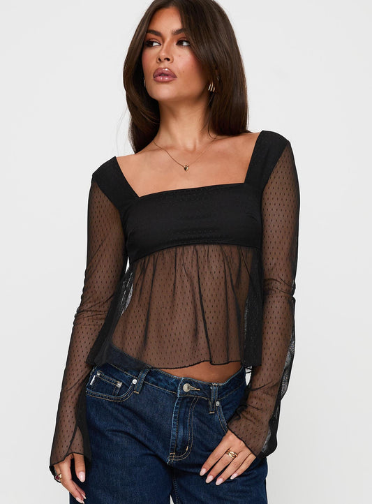 Fiorello Long Sleeve Top Black