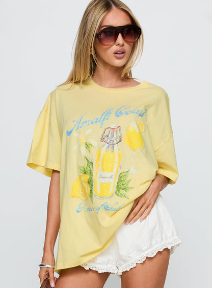Amalfi Coast Oversized Graphic Tee Pastel Yellow