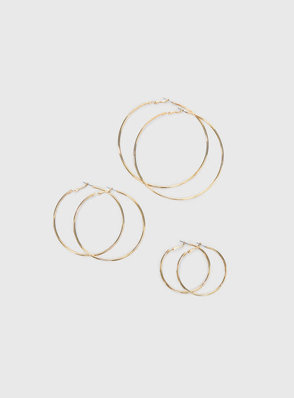 Guessing Game Hoop Earring Pack Gold
