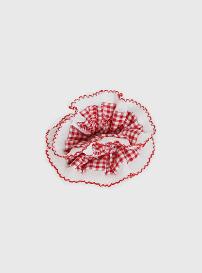Downtown Scene Scrunchie Red Gingham