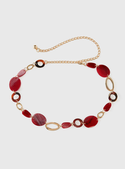 Felon Beaded Chain Belt Gold / Red