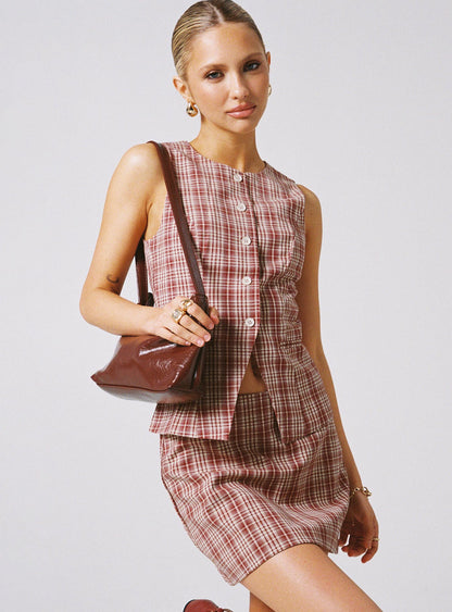 Theodosia Mini Skirt Red Check