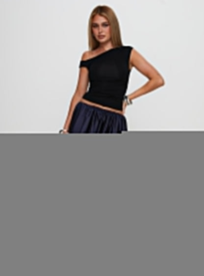 Rubee Bubble Hem Mini Skirt Navy