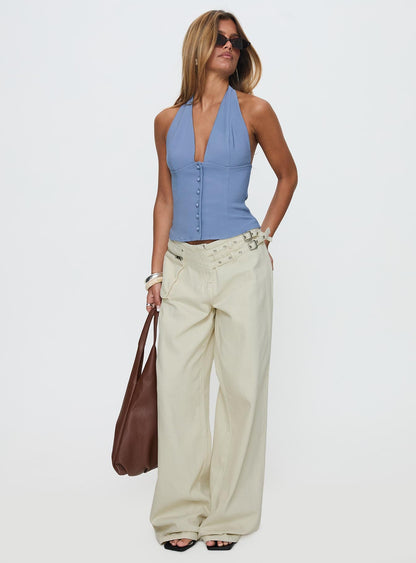 Paltrow Mid Rise Wide Leg Cargo Jeans Cream Petite