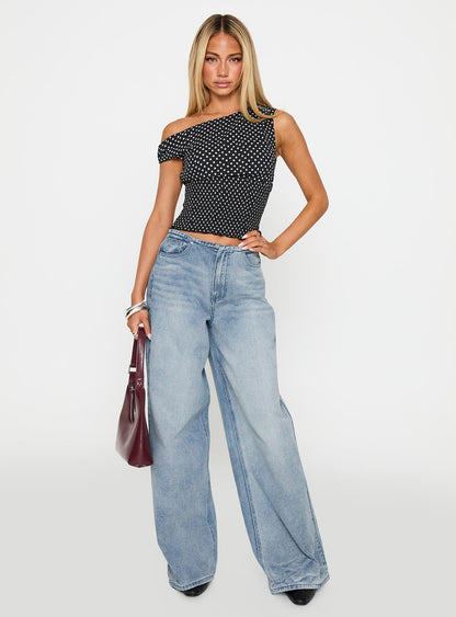 Bowe Low Rise Wide Leg Jeans Blue