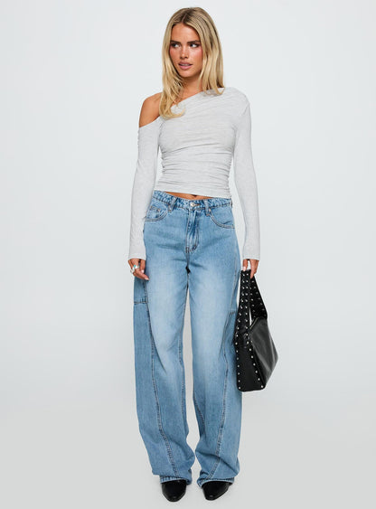 Esperance Mid Rise Barrel Leg Jeans Vintage Blue