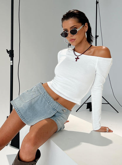 Down For The Ride Denim Skort Light Wash Tall