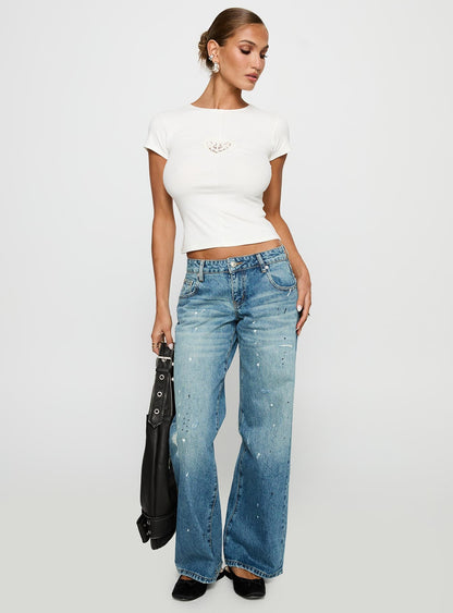 We Could Go Lace Detail Top White