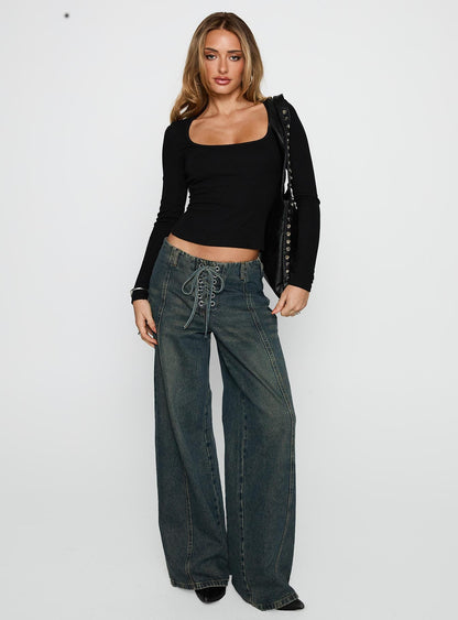 Baseline Rib Long Sleeve Top Black