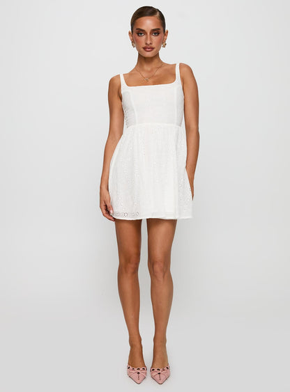 Cartmel Embroidered Mini Dress White