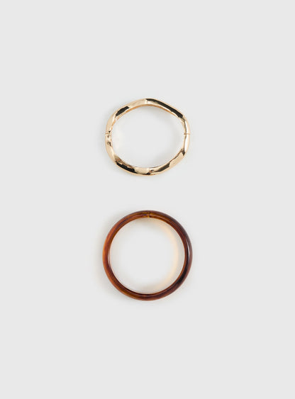 Want Your Love Cuff Set Gold / Brown