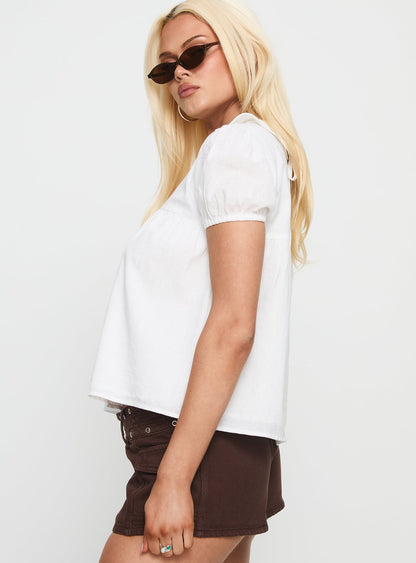 Vaylen Collared Blouse Top White