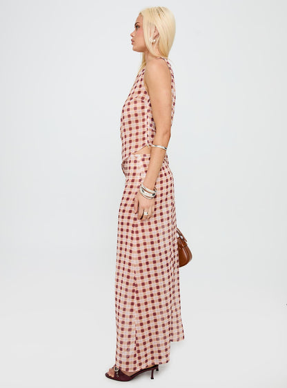 Surina Skirt Peach Check