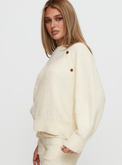 Susi Fluffy Knit Sweater Ivory