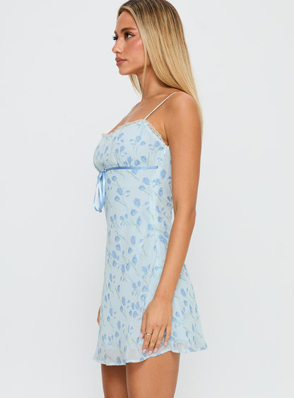 Valencia Mini Dress Blue / Floral