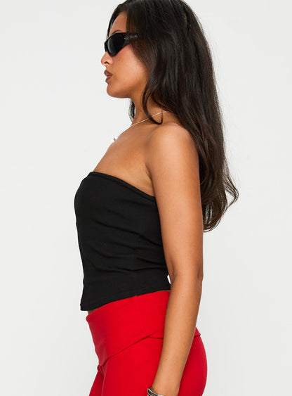 Baseline Strapless Rib Top Black