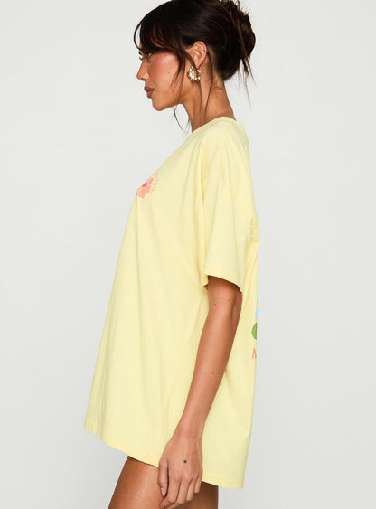 Firenze Flower Market Oversized Graphic Tee Yellow
