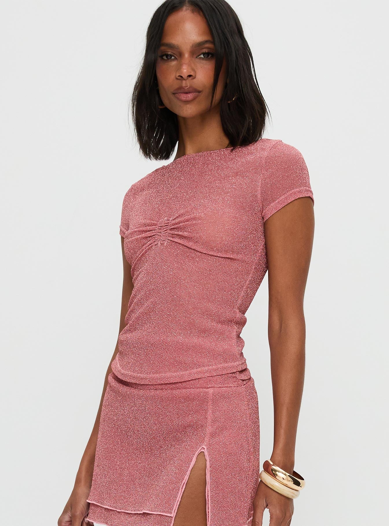 Crystal Clear Mesh Top Pink